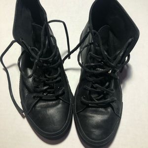 Gucci Black Leather High Top Sneakers